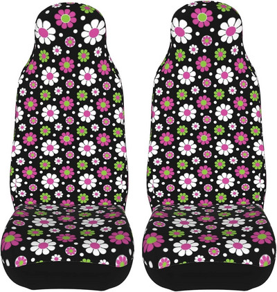 Spalvotas Daisy Flower automobilių sėdynės užvalkalas vyrams Moterų priekinių sėdynių apsaugos Universalus tinka daugeliui automobilių visureigiams ir sunkvežimiams 2 vnt