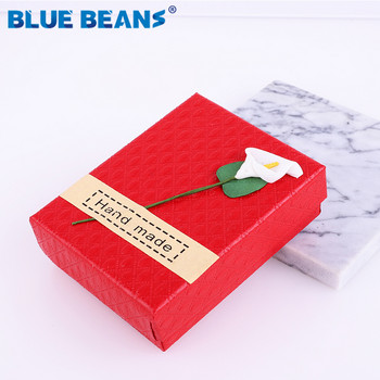 Τετράγωνο δαχτυλίδι για σκουλαρίκια Κολιέ Βραχιόλι κουτί κοσμημάτων Γυαλιστερό τριαντάφυλλο μοτίβο σχήμα κουτιού Φιόγκος Χαρτί κουτί Δώρο αρραβώνων Χονδρική