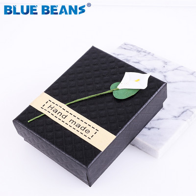 Inel pătrat pentru cercei colier brățară cutie de bijuterii cu model trandafir strălucitor în formă de cutie Fundă Cutie de hârtie Cadou de logodnă cu ridicata