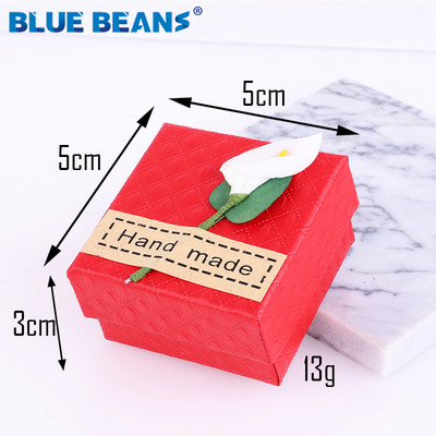 Inel pătrat pentru cercei colier brățară cutie de bijuterii cu model trandafir strălucitor în formă de cutie Fundă Cutie de hârtie Cadou de logodnă cu ridicata