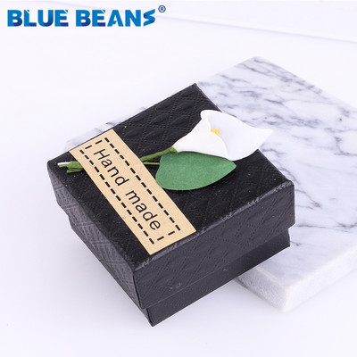 Inel pătrat pentru cercei colier brățară cutie de bijuterii cu model trandafir strălucitor în formă de cutie Fundă Cutie de hârtie Cadou de logodnă cu ridicata