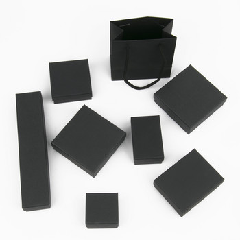 Черни картонени кутии за бижута Комплект подаръци Кутии за съхранение на подаръци За колиета Гривни Обеци Пръстени Колиета