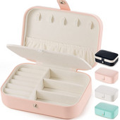 Διπλής στρώσης φορητή κοσμηματοθήκη Διοργανωτής κοσμημάτων Οθόνη Ταξιδιωτικά κοσμήματα κουτιά Κουμπί Δερμάτινη αποθήκευση φερμουάρ Jewelers Joyero