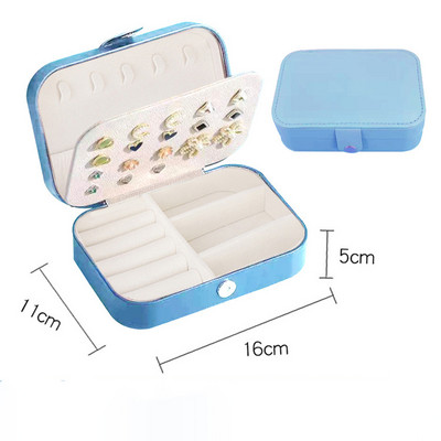 Διπλής στρώσης φορητή κοσμηματοθήκη Διοργανωτής κοσμημάτων Οθόνη Ταξιδιωτικά κοσμήματα κουτιά Κουμπί Δερμάτινη αποθήκευση φερμουάρ Jewelers Joyero