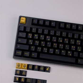 GMK Military Black and Yellow Simple Personality Keycaps 131 Keys PBT DYE-Sublimation Mechanical Keyboards Keycap Cherry Profile
