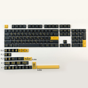 GMK Military Black and Yellow Simple Personality Keycaps 131 клавиша PBT DYE-Сублимация Механични клавиатури Keycap Cherry Profile