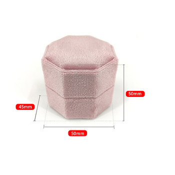 Octagon Velvet Jewelry Box Muti Color Three Slots Θήκη αποθήκευσης με διπλό δαχτυλίδι Επίδειξη για γυναικεία σκουλαρίκια δώρου