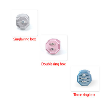 Octagon Velvet Jewelry Box Muti Color Three Slots Θήκη αποθήκευσης με διπλό δαχτυλίδι Επίδειξη για γυναικεία σκουλαρίκια δώρου