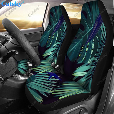 Πράσινα φύλλα φοίνικα εκτύπωση Διακοσμητικό κάλυμμα μπροστινού καθίσματος αυτοκινήτου Κάλυμμα καθίσματος αυτοκινήτου, Πακέτο 2 Προστατευτικό κάλυμμα αυτοκινήτου μπροστινού καθίσματος γενικής χρήσης