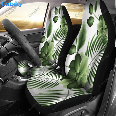 Πράσινα φύλλα φοίνικα εκτύπωση Διακοσμητικό κάλυμμα μπροστινού καθίσματος αυτοκινήτου Κάλυμμα καθίσματος αυτοκινήτου, Πακέτο 2 Προστατευτικό κάλυμμα αυτοκινήτου μπροστινού καθίσματος γενικής χρήσης