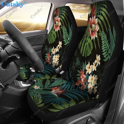 Πράσινα φύλλα φοίνικα εκτύπωση Διακοσμητικό κάλυμμα μπροστινού καθίσματος αυτοκινήτου Κάλυμμα καθίσματος αυτοκινήτου, Πακέτο 2 Προστατευτικό κάλυμμα αυτοκινήτου μπροστινού καθίσματος γενικής χρήσης