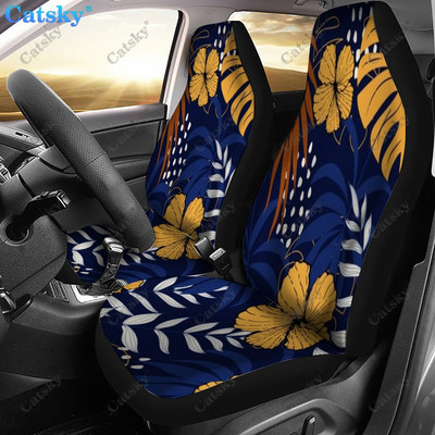 Πράσινα φύλλα φοίνικα εκτύπωση Διακοσμητικό κάλυμμα μπροστινού καθίσματος αυτοκινήτου Κάλυμμα καθίσματος αυτοκινήτου, Πακέτο 2 Προστατευτικό κάλυμμα αυτοκινήτου μπροστινού καθίσματος γενικής χρήσης