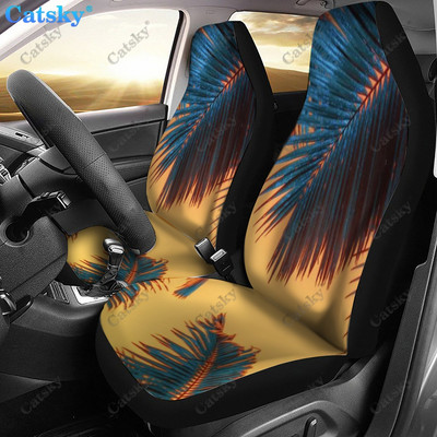 Πράσινα φύλλα φοίνικα εκτύπωση Διακοσμητικό κάλυμμα μπροστινού καθίσματος αυτοκινήτου Κάλυμμα καθίσματος αυτοκινήτου, Πακέτο 2 Προστατευτικό κάλυμμα αυτοκινήτου μπροστινού καθίσματος γενικής χρήσης