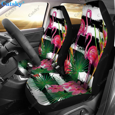Πράσινα φύλλα φοίνικα εκτύπωση Διακοσμητικό κάλυμμα μπροστινού καθίσματος αυτοκινήτου Κάλυμμα καθίσματος αυτοκινήτου, Πακέτο 2 Προστατευτικό κάλυμμα αυτοκινήτου μπροστινού καθίσματος γενικής χρήσης