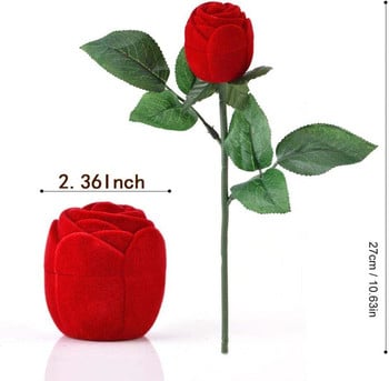 Cteative Rose Flower Ring Boxes Red Velvet Rose Earring Display Holder Кутия за подарък Булчинска сватба Годежен калъф за съхранение на бижута