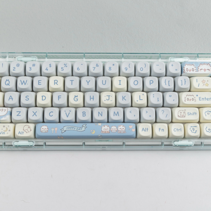 144 klavišai Miau MOA aukščio klavišų dangtelis MAC Cute Miau kvadratinė terminė sublimacija mechaninė klaviatūra Klaviatūros dangteliai Klaviatūros priedai