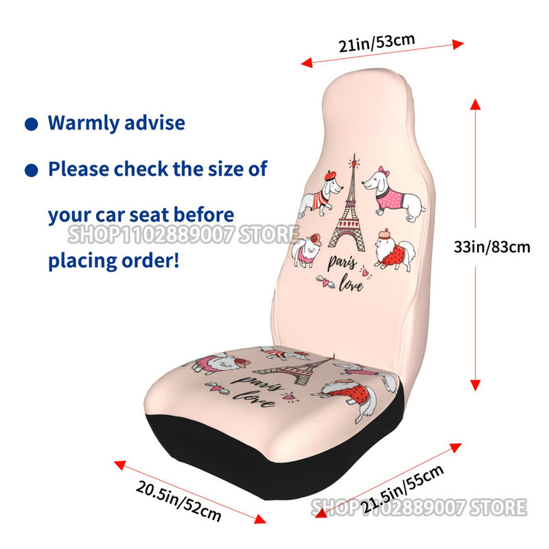 2 tk autoistme katted istmekate Prantsuse koera ja Eiffeli torni stiilis auto esiistmekaitsed universaalsed, sobivad autoautodele