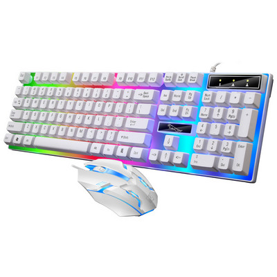 RGB клавиатура за игри Комплект клавиатура и мишка за геймъри Кабелна механична клавиатура Комбинация от клавиатура и мишка за игри за компютърни геймъри с Windows