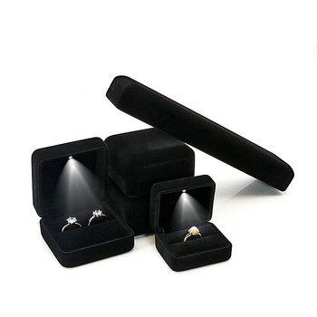 Βελούδινη κοσμηματοθήκη LED Κρεμαστό σκουλαρίκι κοσμηματοπωλείο θήκες συσκευασίας με προσαρμοσμένο λογότυπο Θήκες για κουτιά δώρου για κοσμήματα
