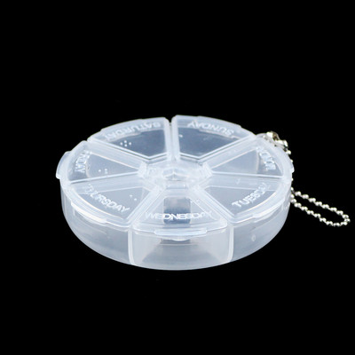 YHBZRET rotund 7 sloturi cutie de pastile din plastic acasă Compartiment portabil transparent instrument cercei DIY bijuterii margele case container