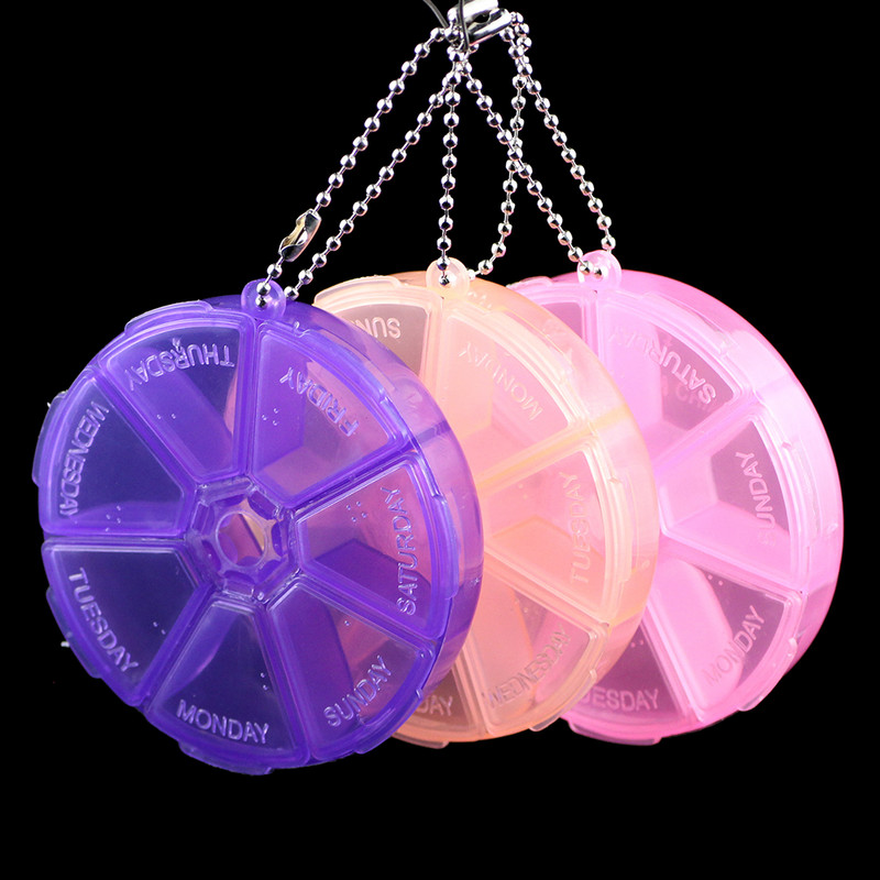 YHBZRET rotund 7 sloturi cutie de pastile din plastic acasă Compartiment portabil transparent instrument cercei DIY bijuterii margele case container