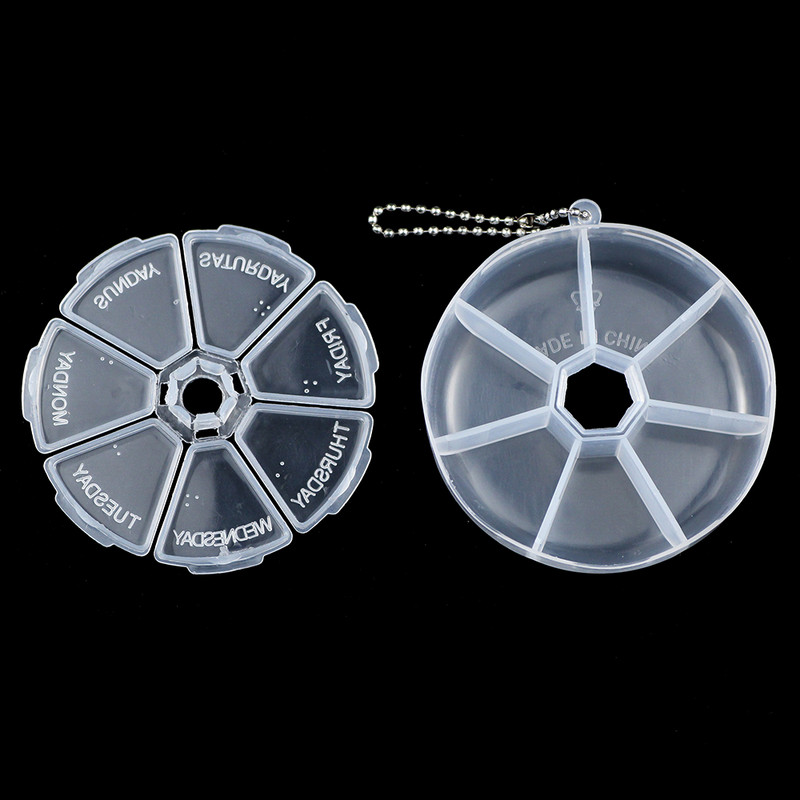 YHBZRET rotund 7 sloturi cutie de pastile din plastic acasă Compartiment portabil transparent instrument cercei DIY bijuterii margele case container