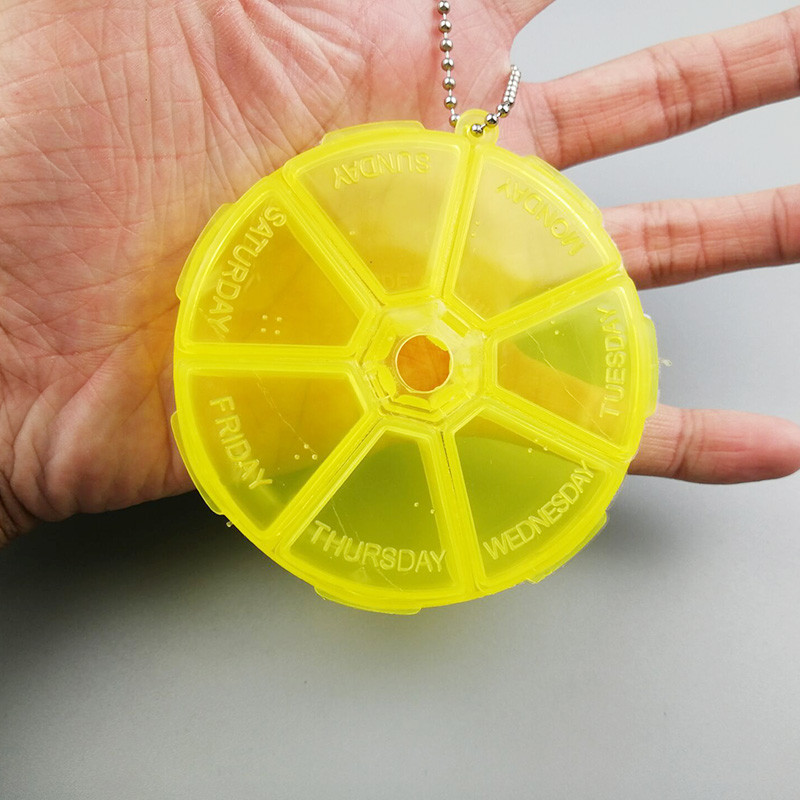 YHBZRET rotund 7 sloturi cutie de pastile din plastic acasă Compartiment portabil transparent instrument cercei DIY bijuterii margele case container