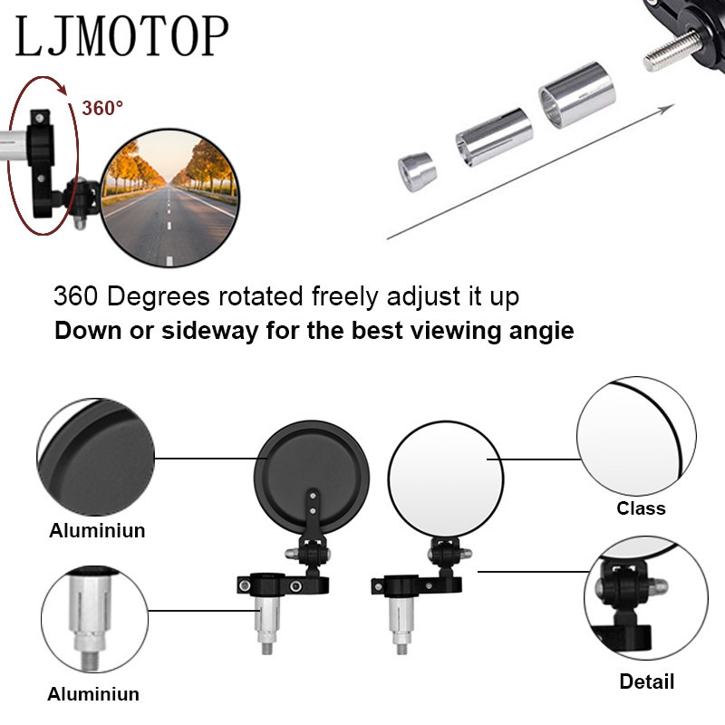 Universaalsed mootorrattapeeglid, 3-tolline ümmargune kokkuklapitav varda otsa küljepeegel BMW K1200R HP2 Enduro K1300S/R/GT K1600GT/GTL R1250GS jaoks