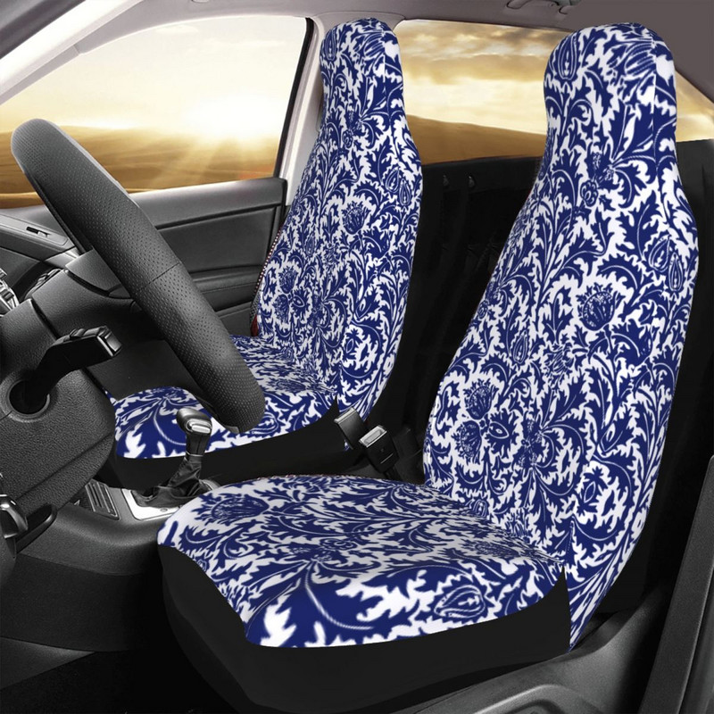 William Morris Damask universalus automobilio sėdynės užvalkalas Four Seasons Travel Cobalt Mėlyna ir Balta Automobilių sėdynės Apsauginio audinio medžioklė