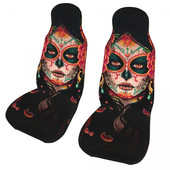 Sugar Skull Halloween Universal κάλυμμα καθίσματος αυτοκινήτου Four Seasons For SUV Santa Muerte Μπροστινό πίσω Flocking Πανί Μαξιλάρι Ψάρεμα