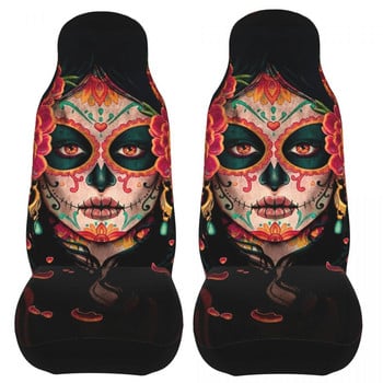 Sugar Skull Halloween Universal κάλυμμα καθίσματος αυτοκινήτου Four Seasons For SUV Santa Muerte Μπροστινό πίσω Flocking Πανί Μαξιλάρι Ψάρεμα