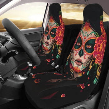 Sugar Skull Halloween Universal κάλυμμα καθίσματος αυτοκινήτου Four Seasons For SUV Santa Muerte Μπροστινό πίσω Flocking Πανί Μαξιλάρι Ψάρεμα