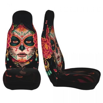 Sugar Skull Halloween Universal κάλυμμα καθίσματος αυτοκινήτου Four Seasons For SUV Santa Muerte Μπροστινό πίσω Flocking Πανί Μαξιλάρι Ψάρεμα