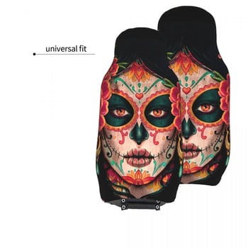 Sugar Skull Halloween Universal κάλυμμα καθίσματος αυτοκινήτου Four Seasons For SUV Santa Muerte Μπροστινό πίσω Flocking Πανί Μαξιλάρι Ψάρεμα