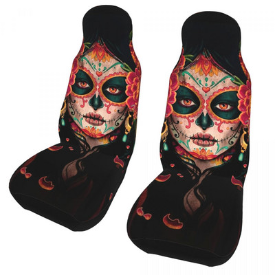 Sugar Skull Halloween Universal κάλυμμα καθίσματος αυτοκινήτου Four Seasons For SUV Santa Muerte Μπροστινό πίσω Flocking Πανί Μαξιλάρι Ψάρεμα