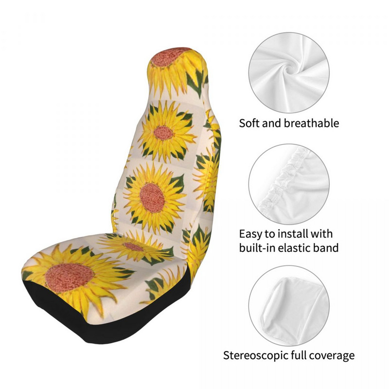 Geltonos spalvos saulėgrąžos universalus automobilio sėdynės užvalkalas, atsparus vandeniui AUTOYOUTH automobilio sėdynės apsauginis užvalkalas, skirtas žvejybai