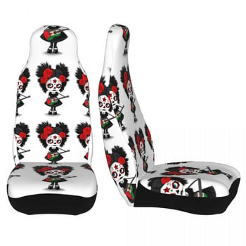 Sugar Skull Girl Flag Guitar Universal κάλυμμα καθίσματος αυτοκινήτου Αδιάβροχο γυναικείο Halloween Φρικτό καλύμματα καθισμάτων Fiber Car αξεσουάρ