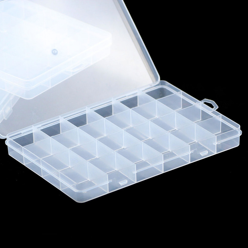 WLYeeS 24 Grids Mitte-eemaldatav ristkülik plastikust tühjad ehted helmed hoiukarp Säilituskohver Konteiner Näidik DIY tarvikud