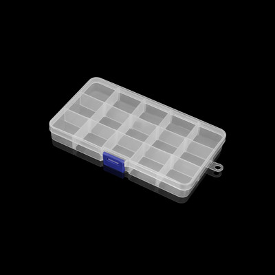 Läbipaistvad võred reguleeritavad ristkülikukujulised plasthelmed hoiukarbi ümbriskonteiner ehete tööriistakasti tarvikute jaoks