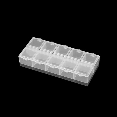 Läbipaistvad võred reguleeritavad ristkülikukujulised plasthelmed hoiukarbi ümbriskonteiner ehete tööriistakasti tarvikute jaoks