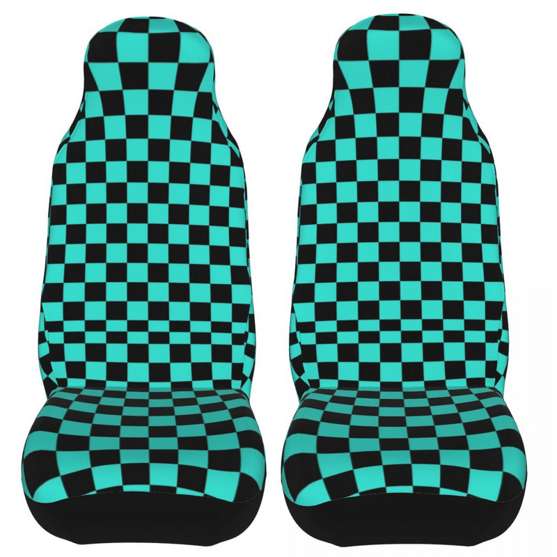 Juodos ir turkio spalvos šaškių lenta Universalus automobilio sėdynės užvalkalas Auto interjeras Moteriški languoti automobilių sėdynių užvalkalai Audinių medžioklė
