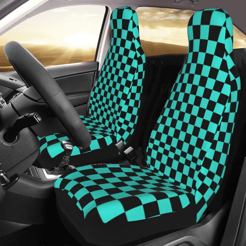 Juodos ir turkio spalvos šaškių lenta Universalus automobilio sėdynės užvalkalas Auto interjeras Moteriški languoti automobilių sėdynių užvalkalai Audinių medžioklė