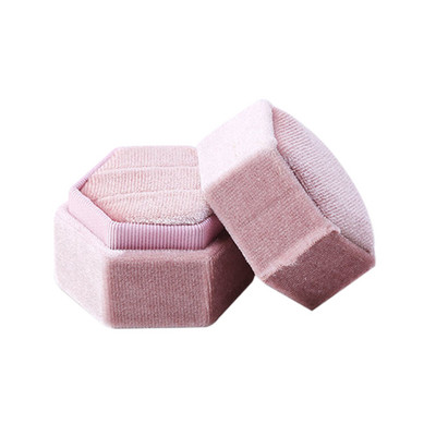 Armas kuusnurkse kujuga sametest ehtesõrmuste karp, kahekordne hoiukarp abielusõrmuse väljapanek naistele kingituste kõrvarõngad pakend roosa