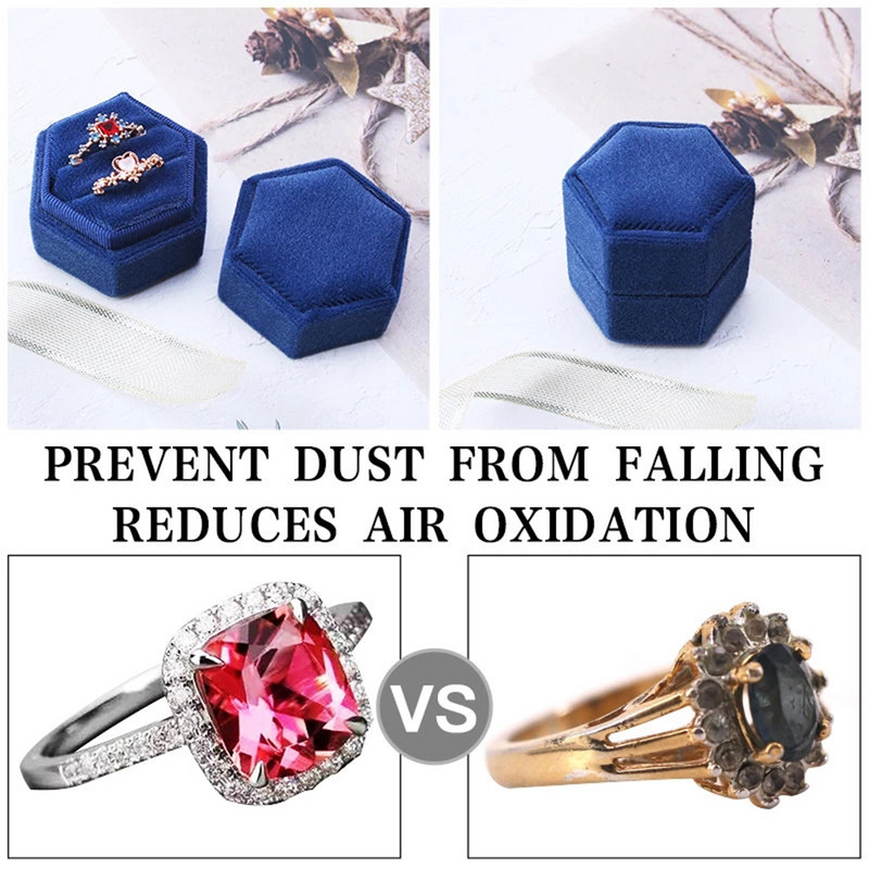 Armas kuusnurkse kujuga sametest ehtesõrmuste karp, kahekordne hoiukarp abielusõrmuse väljapanek naistele kingituste kõrvarõngad pakend roosa