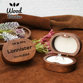 Cutie de inele din lemn de logodnă pentru căsătorie pentru nuntă, propunere personalizată, purtător de inel gravat