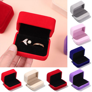 Αρραβώνας Ανθεκτική Τετράγωνη Βελούδινη κοσμηματοθήκη Κουτί αποθήκευσης Κουτί προβολής Κουτί διπλού δαχτυλιδιού για ζευγάρια