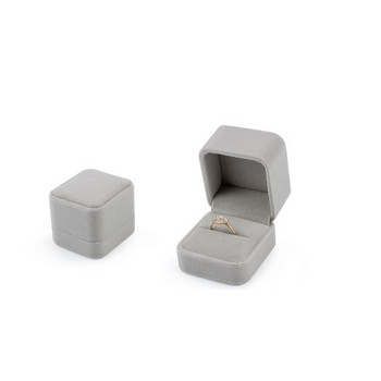 Разпродажба на едро Кутия за съхранение на венчален пръстен Шпилки за обици Висулка Комплект колие Комплект бижута Подаръчна кутия Опаковка Калъф за органайзер Сив кадифен комплект