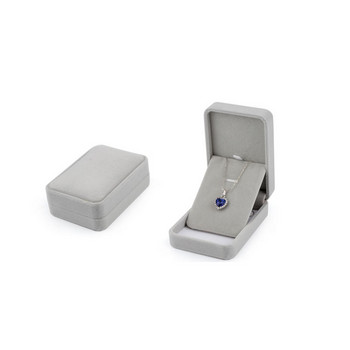 Разпродажба на едро Кутия за съхранение на венчален пръстен Шпилки за обици Висулка Комплект колие Комплект бижута Подаръчна кутия Опаковка Калъф за органайзер Сив кадифен комплект