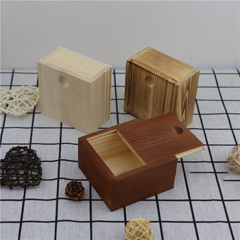 Дървена кутия Незавършена кутия за съхранение с плъзгащ се връх Естествен Candlenut Card Keeper Дървена кутия за бижута за съхранение и декорация на дома