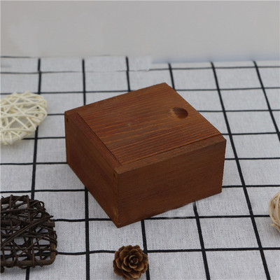 Fadoboz Befejezetlen tárolódoboz csúszó tetejű, természetes gyertya kártyatartóval, fa ékszerdoboz tároláshoz és lakberendezéshez